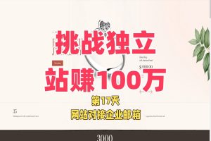 挑战独立站赚100万第17天 独立站对接企业邮箱,更专业化运营!